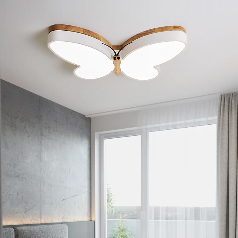 Модерна дървена тавана лампа Led полилей с пеперуда, Стая, Спалня, За Момчета и момичета, Сладък детски тавана лампа 1