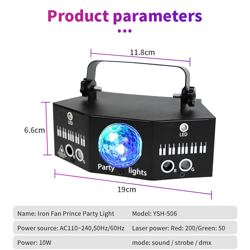 RGB Мини DJ Диско Лазерен Светлинен Проектор USB Акумулаторна батерия LED UV Звук Стробоскоп С Ефект Сватбена Коледна Празнична Вечер Лампа 1
