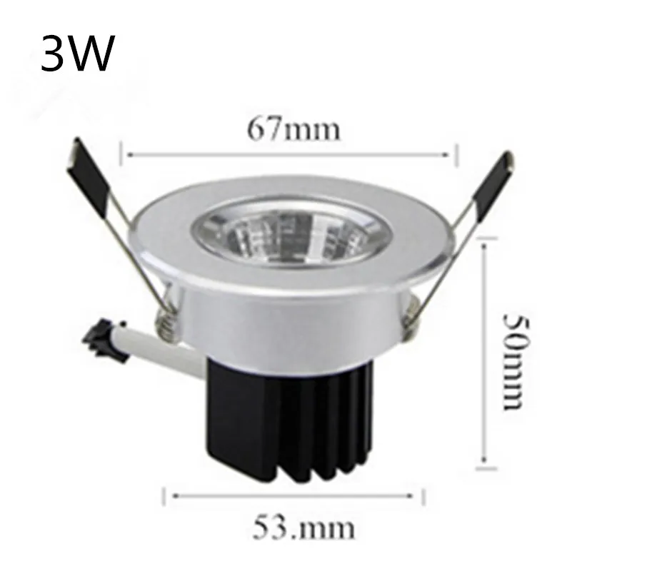 Регулируем ъгъл на наклона на Сребро Ултра прекрасна Димиране на LED Лампа COB Downlight AC110V220V 3 W-Вградени LED Spot Лампа Украса на Тавана Лампа 1