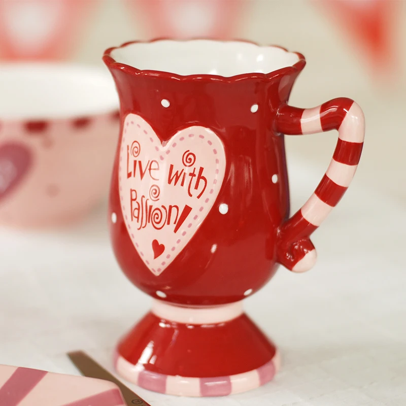 Европа ръчно рисувани творчески двойка керамични чаши и чаши с дръжка скъпа порцеланова посуда за напитки на високи крака чаена чаена чаша чаша 1