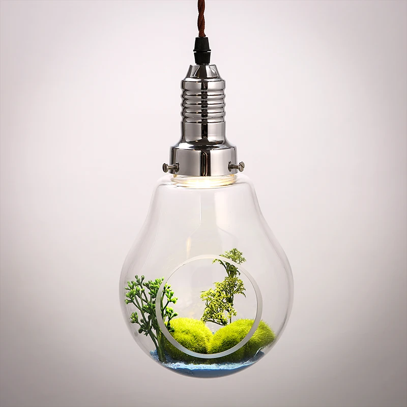 завод ваза растения ресторант Американски Творчески стъклена лампа украса осветителни лампи, Висящи Лампи личност 1