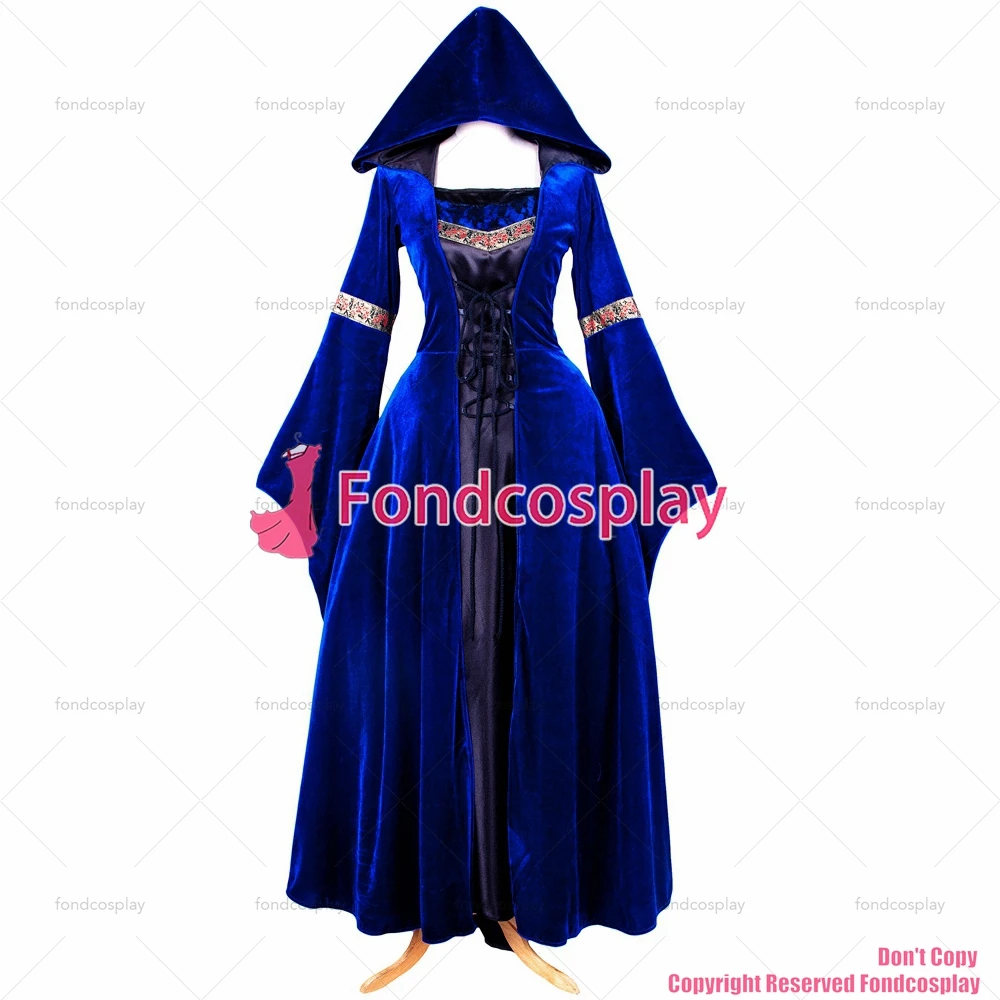 фондкосплей Викторианска рокля в стил РОКОКО Бална рокля Готик Пънк синьо кадифе костюм за cosplay, CD/TV[G1425] 1