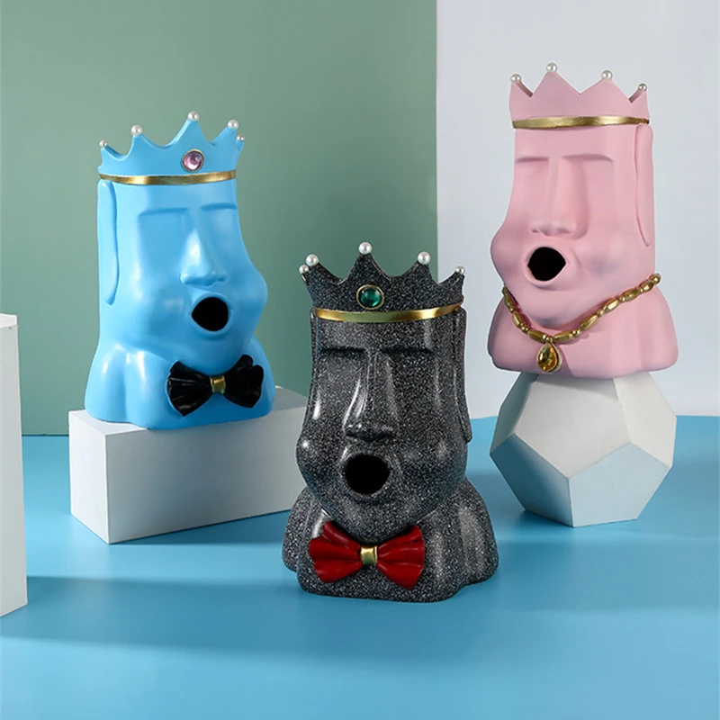 Короната на Великденските Моаи Хартия Държач Кутия За Салфетки Каменна Фигурка на Хартиен Притежателя 3D Санитарен Бар За Съхранение на Хартия Органайзер За Баня 1