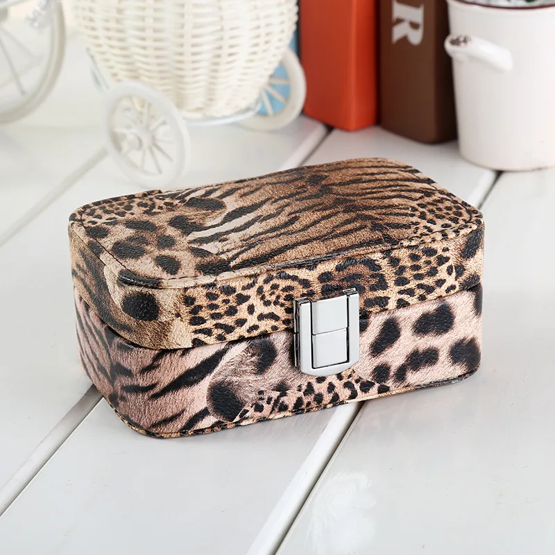 Творческа личност леопардовая ковчег за бижута козметика външната пътна чанта скоростна кутия за съхранение 1