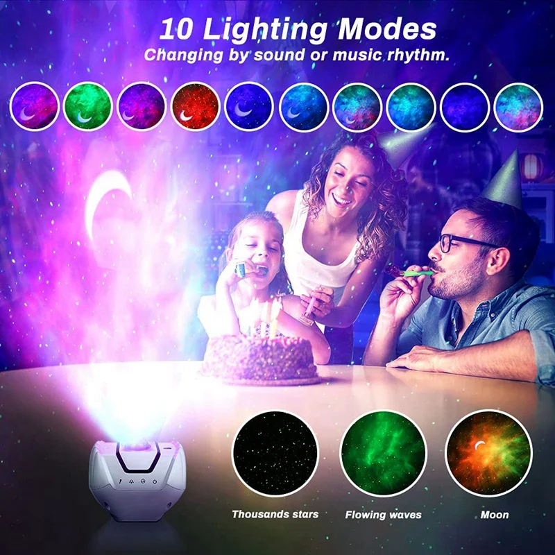 Новият Galaxy Проектор светлина, Обновен Звезден лека нощ Проектор, 10 Цветни Лунни междузвездни Въртящи нощни лампи Aurora 1