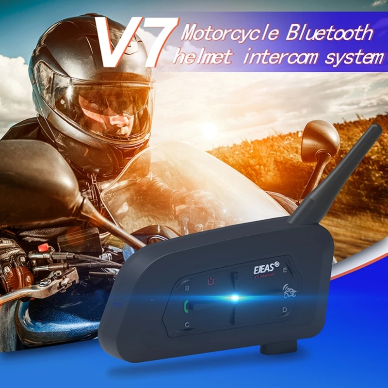 090E V7 Bluetooth-съвместими с Домофонна система Мотоциклет Шлем Система за Комуникация Слушалки Универсален Безжичен Переговорное Устройство за 6-Rider 1
