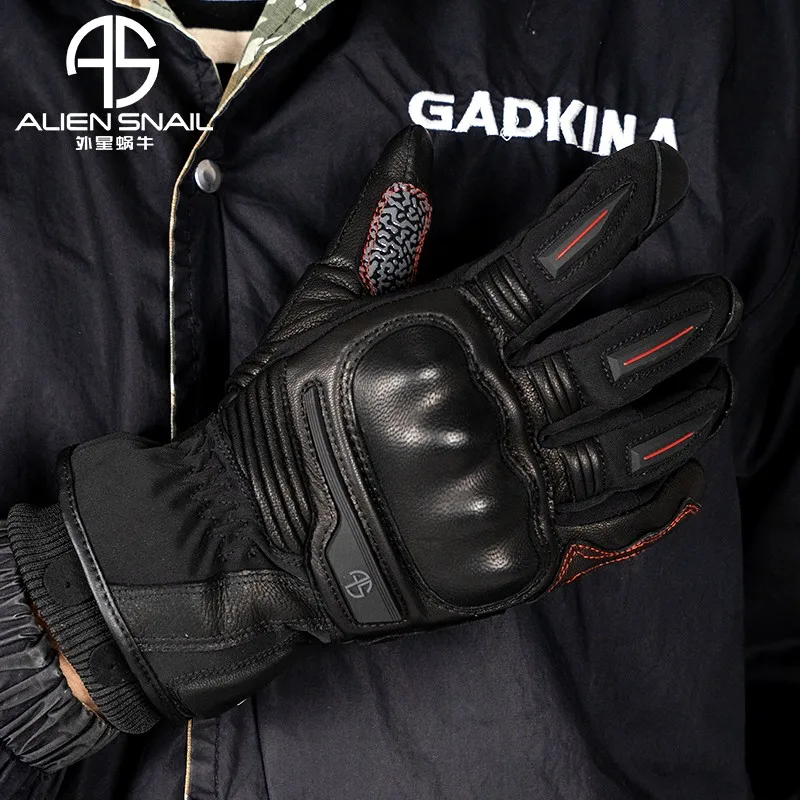 Извънземна Охлюв Зимни Изолирана Мотоциклетни Ръкавици, Водоустойчиви Топли Мъжки Ръкавици За Езда Със Сензорен Екран Мото Ръкавици За Мотокрос Guantes Мото 1