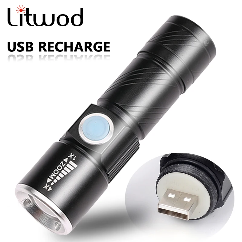 Преносим USB Удобен Мощен Led фенерче XP-G Q5, Акумулаторна фенерче, Pocket Bike, Scalable лампа, Вградена батерия 10 W 1