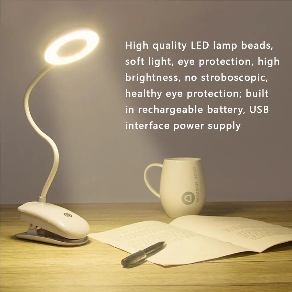 LED USB Гъвкава Настолна Лампа Клип Сгъваем Нощно Шкафче За Спалня Четене Проучване на Светлината Защита на Очите Настолна Лампа 1