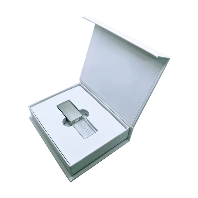 Безплатен потребителски логото на фото студио Silver crystal USB3.1 Високоскоростен 128 GB флаш диск и бяла подарък кутия (по подразбиране червен led индикатор） 1