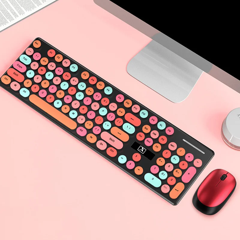 Популярната Безжична Ръчна клавиатура и мишка N520 в стил пънк, Определени За Офис, Комплект Бутони и мишка за бизнес Момичета, Аксесоари За Геймърите 1