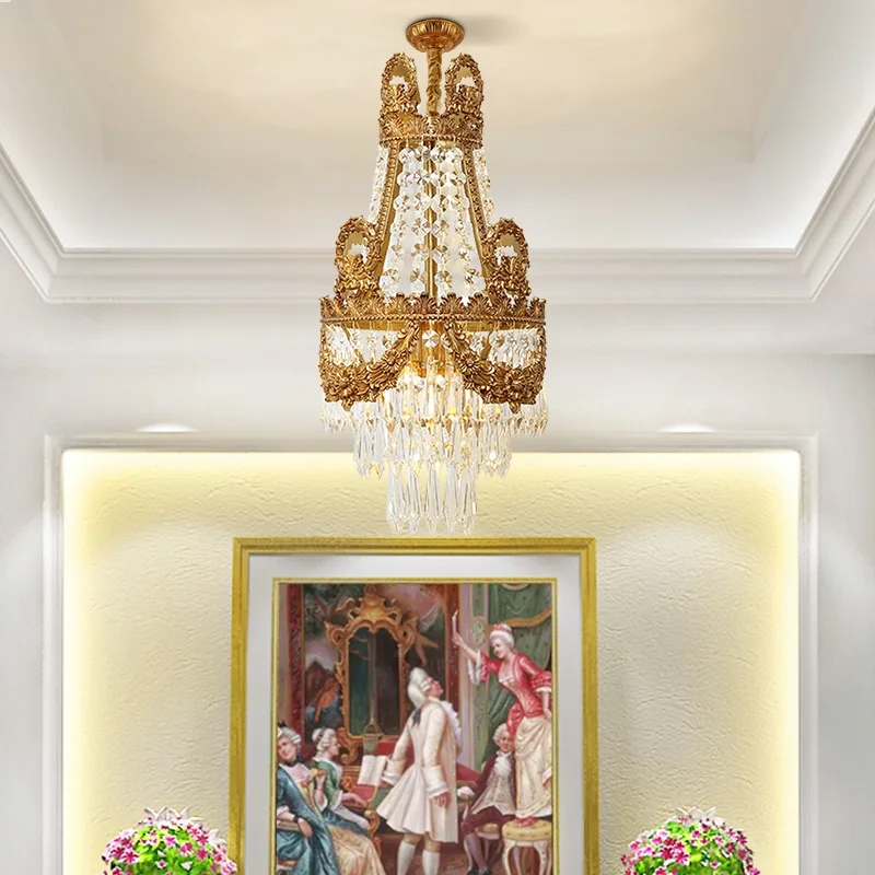 В бароков Пълен с Мед Кристал Капка лампи Малка Луксозна Royal Crown Нощно Шкафче Прием лампа Настолна Единичен Полилей 1