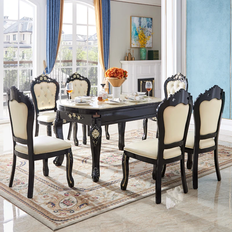 Европейският стил, маса за хранене и стол от масивно дърво разход на разтегателен малък семеен маса за хранене домакински сгъваема маса за хранене 1