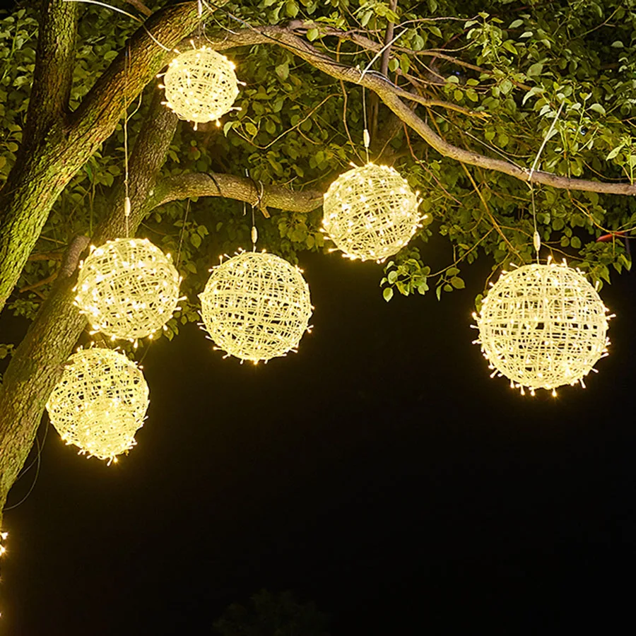 Dia20CM 30СМ Открит Глобус Топка Струнен Светлината на Коледна Приказка Венец Светлина Градина Тераса Дърво Фенер Висящ Струнен Светлина 1