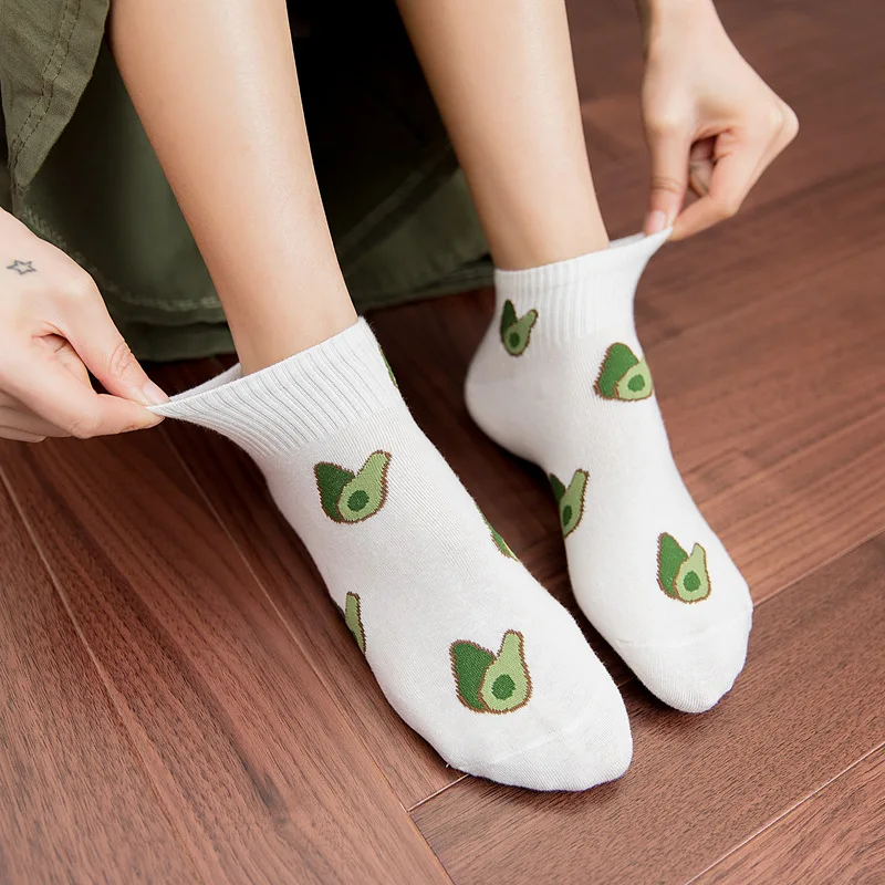 1 Чифт Пролетно-лятната Памучни Чорапи, за Жени и Момичета, Дишащи Забавни Чорапи с авокадо, Ученически Чорапи Harajuku за Момичета, Чорапи до Глезена 1