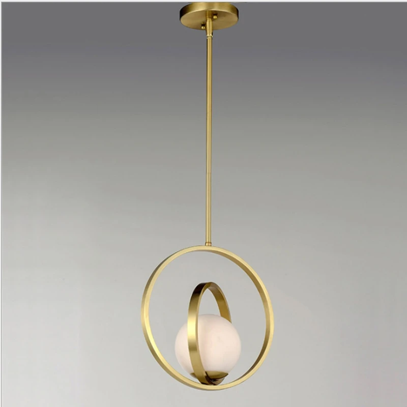 Скандинавска Стъклена кръгла LED полилей минималистичен Златен луксозен дизайнерски лампа за Прикроватной нощни Шкафчета с Трапезария и фоайе полилей осветление 1