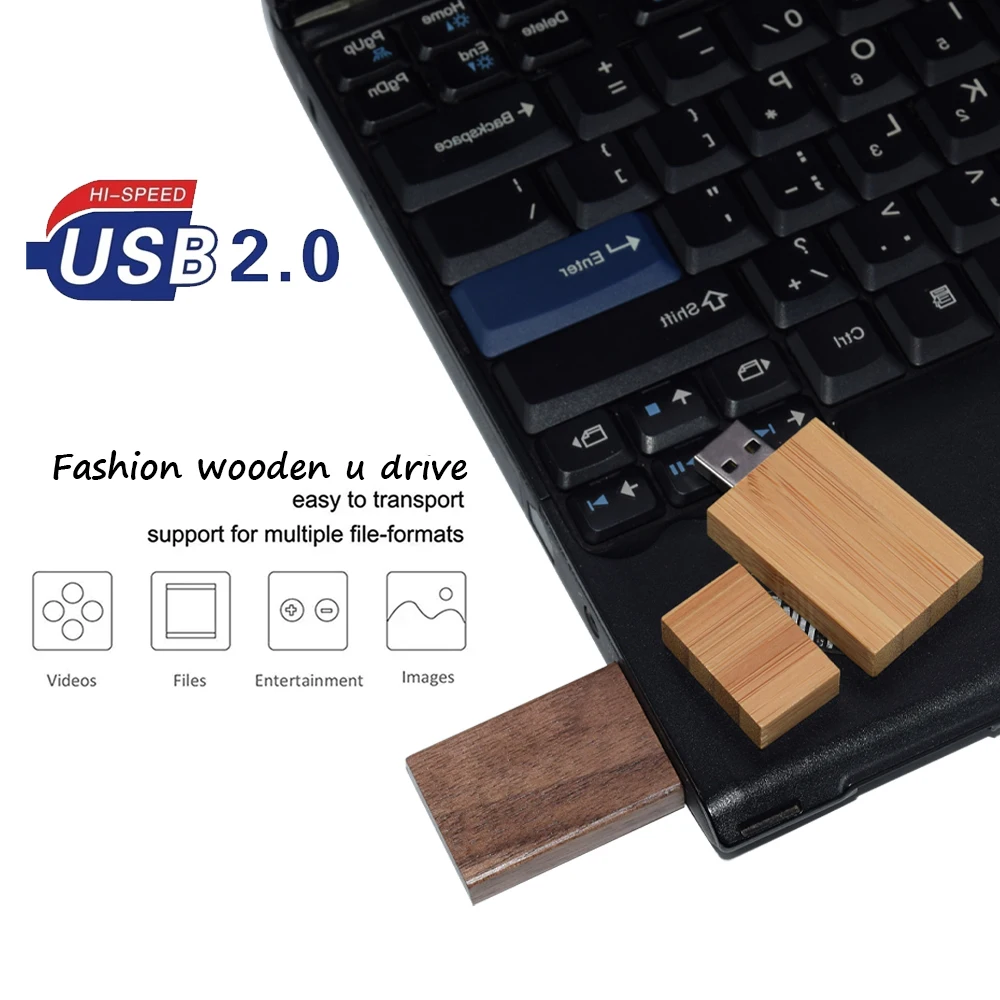 5шт USB 2.0 Флаш Памет С Потребителски Логото на Дървена Дръжка-Памет 4 GB 8 GB 16 GB 32 GB 64 GB 128 gb Карта От Орехово Дърво Memory Stick Креативен Подарък 1