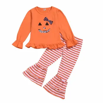 2020 NewToddler/ Комплект Дрехи за малките момичета, Блузи с дълги ръкави за Хелоуин, Тениска, Разкроена Панталони, Есенно-Пролетния Комплект