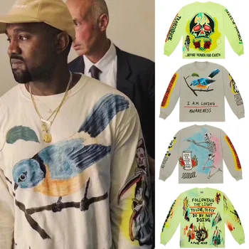 2020ss Kanye West Kids See Призраци Графити Мъжки Блузи Hoody С Кръгло Деколте Дрехи-високо Качество на Четиридесет и Градинска Hoody