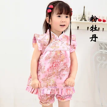 2021 Бебешки Комплекти Ципао с цветен Модел в китайски стил, Коледни китайски Рокли, Къси Панталони, Чонсам