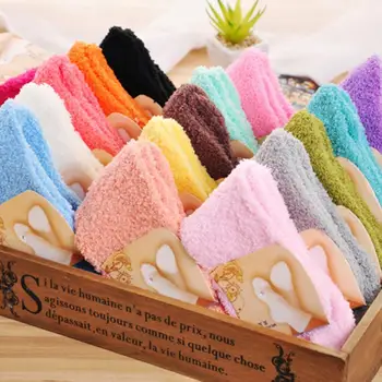 2022 Зимни Чорапи Дамски Коралови Флисовые Цвят Карамел Сладък Меки Еластични Домашни Чорапи За Кърпи Чорапи Дишащи Чисти Цветове