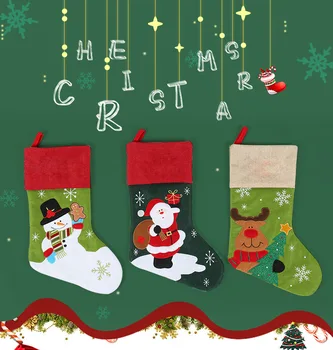 2022 Нови Коледна Украса Възли Коледни Чорапи Вълнени Чорапи на Червени и Зелени Лосове Подарък Чанта Детска Подарък Чанта 1 Бр.