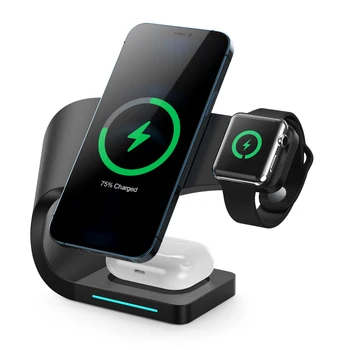 2022 Ново Безжично зарядно устройство Smart 4-в-1 Многофункционално Зарядно устройство за iPhone 13 Pro за iwatch Airpord 15 W 9 За Бързо Зареждане на телефона