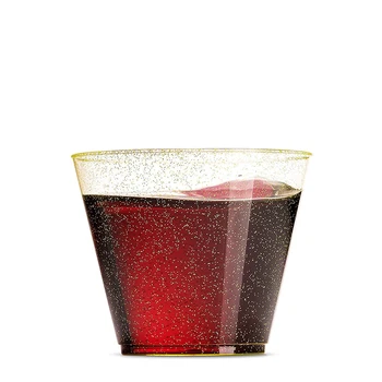 25ШТ Блестящи за Еднократна употреба Десертни Чаши Твърди Държачи За Хранене За Сватбени Партита Пластмасови Прозрачни Златни Прах Мусове Чаши За Закуски 0