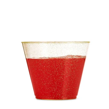 25ШТ Блестящи за Еднократна употреба Десертни Чаши Твърди Държачи За Хранене За Сватбени Партита Пластмасови Прозрачни Златни Прах Мусове Чаши За Закуски 4