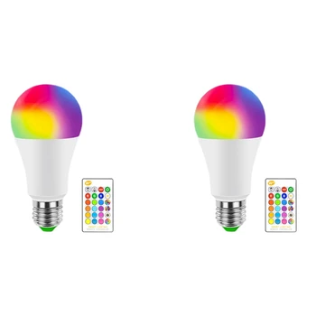 2X E27 Интелигентна Контролна Лампа LED RGB с Регулируема Яркост 7 W RGBW LED Лампа Цветна Промяна Лампа LED Лампада RGBW Бял