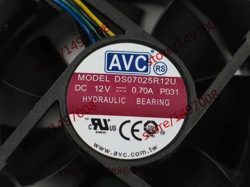 AVC DS07025R12U P031 DC 12 В 0.70 A 70x70x25 мм Сървър Вентилатор за Охлаждане 2