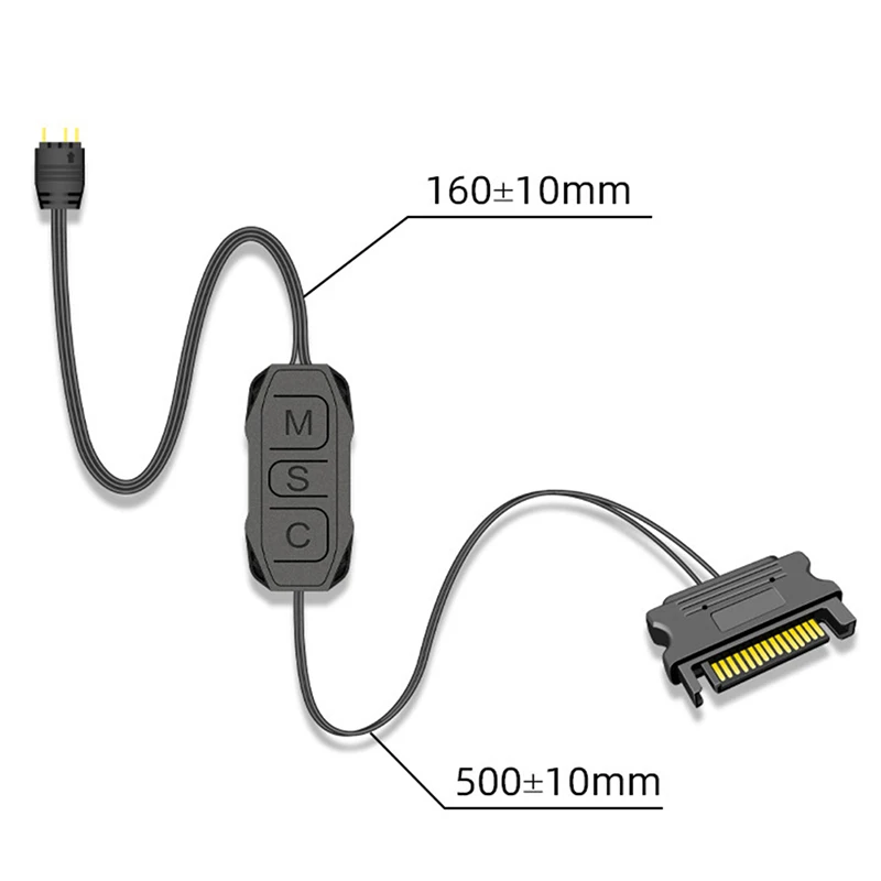 ARGB Контролер Подобрена Съвместимост По Ширината на линията е 3 Pin SATA Pin Корпуса на Захранването Вентилатор Черен Мини RGB Контролер 2