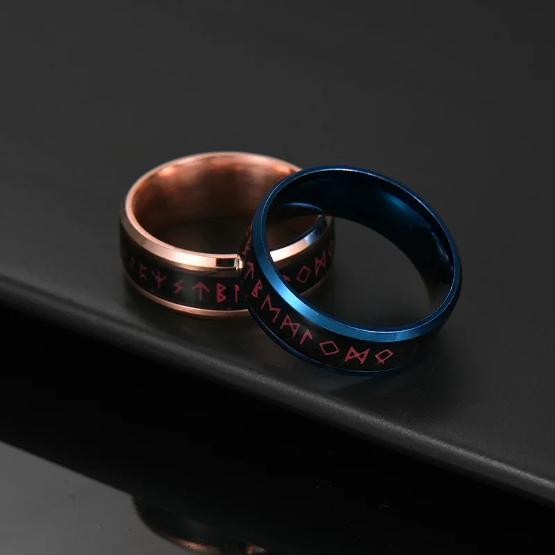 Интелигентна пръстен с датчик за температура от неръждаема стомана за мъже в ретро стил, норвежки амулет Один, Рунически Пръстен на викингите, ретро-Амулет 2
