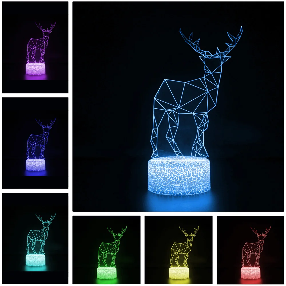 Коледна led 3D Нощни Светлини Докосване на Дистанционното Управление Новост Настолна Настолна Лампа Декор Коледен Подарък За Рожден Ден -№659 2