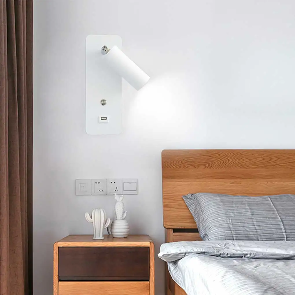 Led монтиран на стената Лампа, Акрилни USB Интерфейс Вътрешна Регулируема Трапезария Спалня Баня Стълбище Прост лек Черен Топло Бяло 2