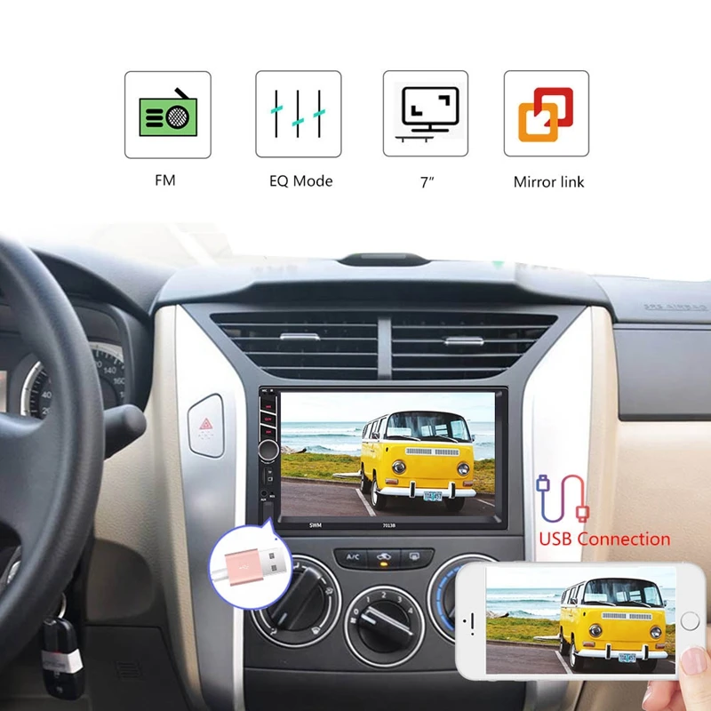 2 Din Carplay Android Авто Автомагнитола Универсална 7 Инча За-Nissan, Kia, Toyota MP5 Плейър Сензорен Екран 2