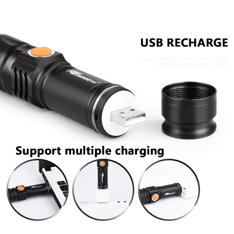 Преносим USB Удобен Мощен Led фенерче XP-G Q5, Акумулаторна фенерче, Pocket Bike, Scalable лампа, Вградена батерия 10 W 2