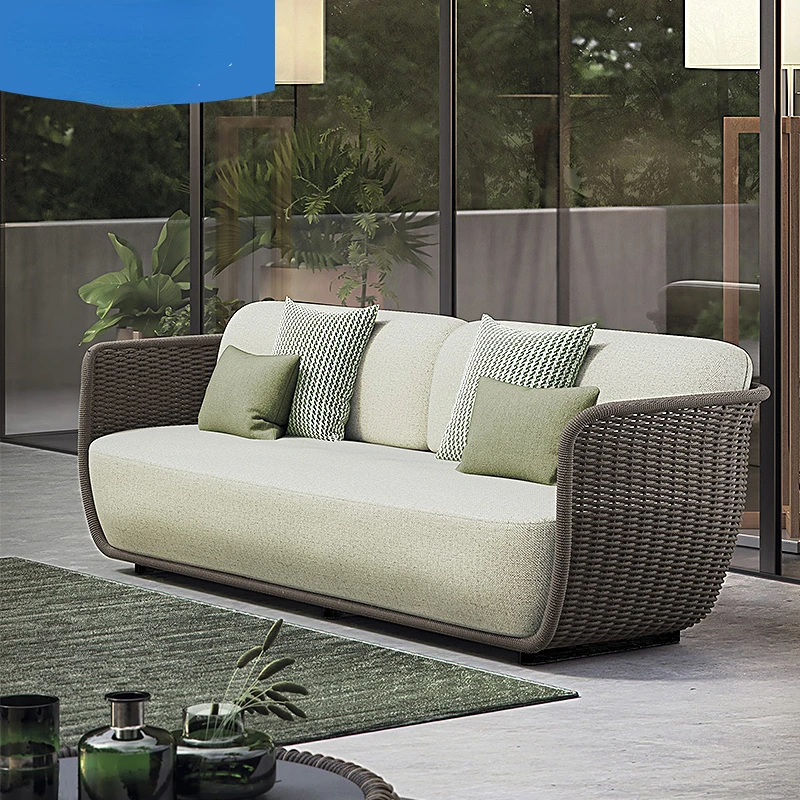 Открит ротанговый диван масичка за кафе за отдих градина мек вътрешен двор, вила и тераса водоустойчив ротанговый стол мебели 2