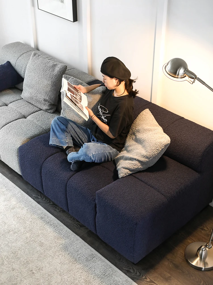 Модерен прост плат, диван с намаляване на тон за няколко души сив цвят 2