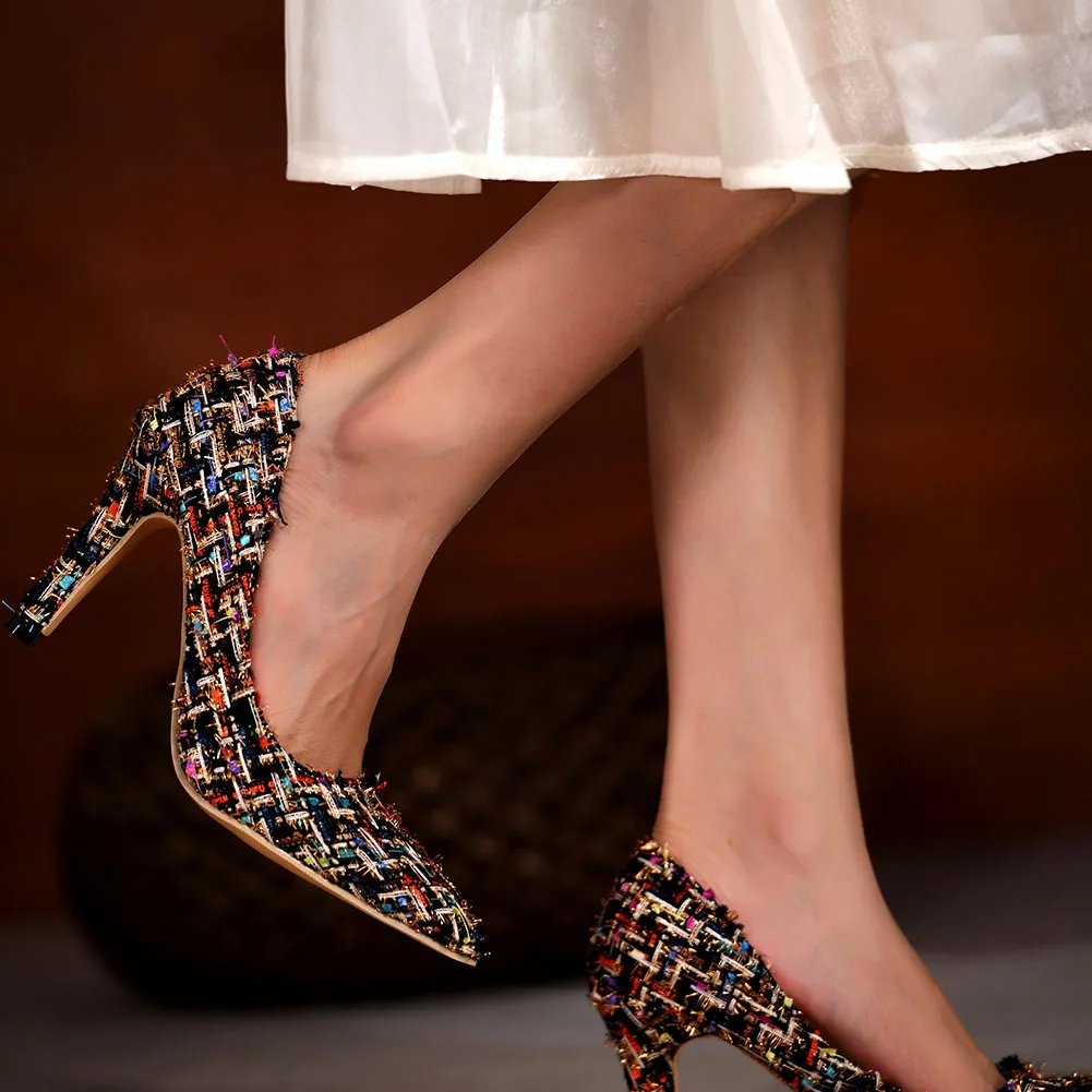 2022 Брендовый дизайн, Елегантни Лаконичен дамски обувки-лодки, есенно-пролетно Дамски обувки на Тънък Висок ток, класическа Темпераментен дамски обувки 43 2