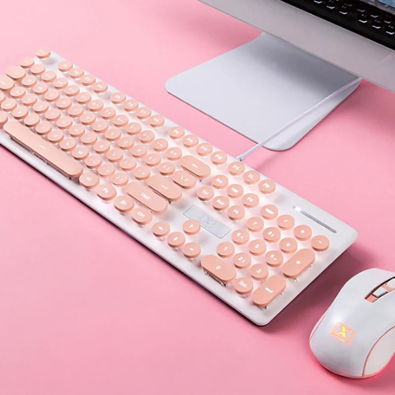 Популярната Безжична Ръчна клавиатура и мишка N520 в стил пънк, Определени За Офис, Комплект Бутони и мишка за бизнес Момичета, Аксесоари За Геймърите 2