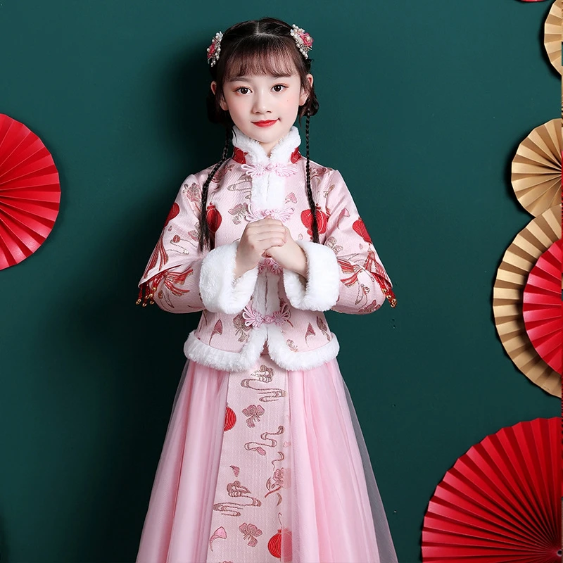 Есенно-зимни шал Hanfu Super Фея в китайски стил за момичета, кадифе зимни дрехи в стил Тан, детски дрехи в Древен стил, Coa 2