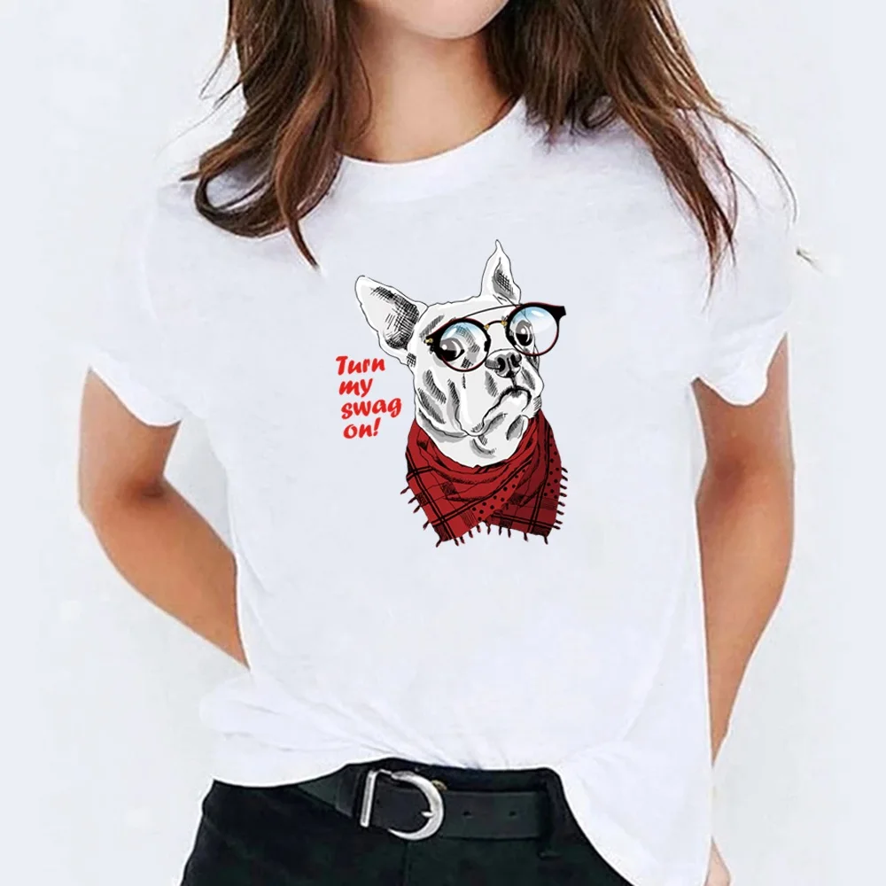 Женска тениска, Годишна Базова Риза С Кръгло деколте, Риза с Къс Ръкав, Дамски Модни Блузи, Облекла, Дамски Облекла, Тениски с Изображение на Куче 2