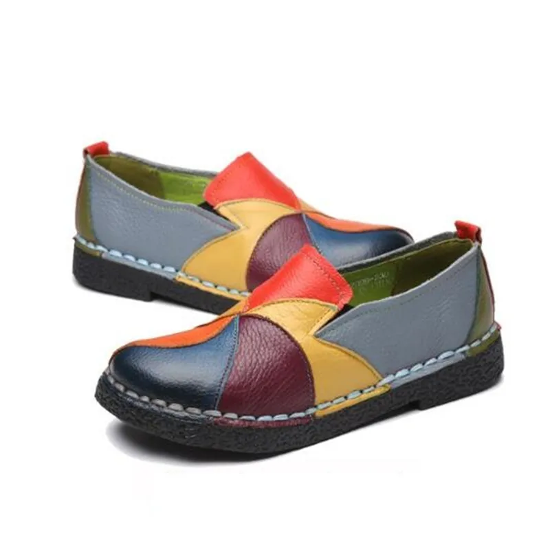 MVVJKE/Дамски обувки Ръчна изработка, лоферы от естествена кожа в различни цветове, Меки и Удобни дамски мокасини на равна подметка, без закопчалка, обувки за шофиране 2