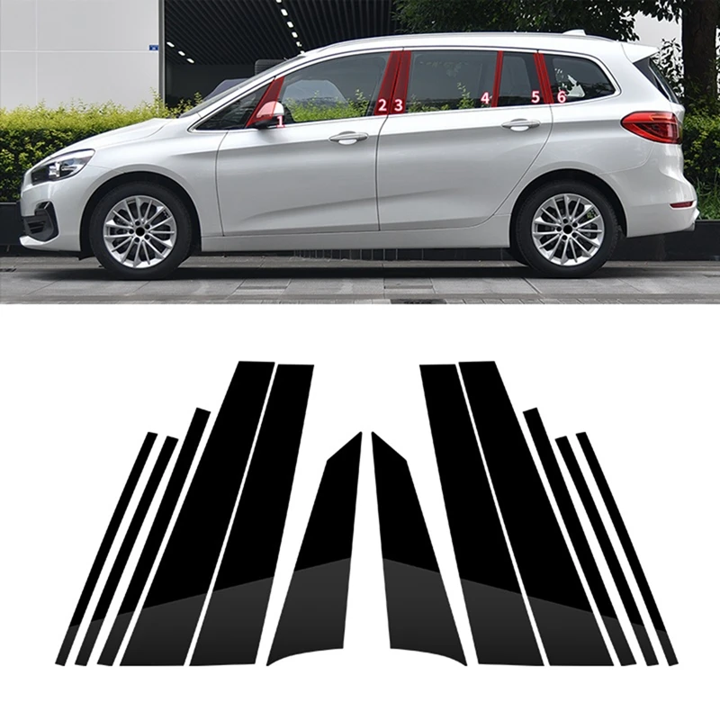За BMW 2 Series Gran Tourer F46 2015-2022 Вратата на Колата на Прозореца ABC Рафтове Стелажи на Капака Ленти Панел Покритие PC Черен 2