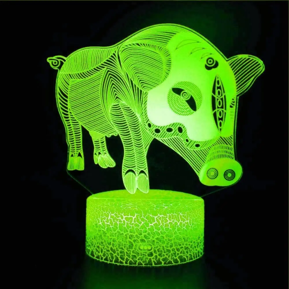 Нощен Прасе 3D Илюзия Лампа USB Led лека нощ 16 Цвята Меняющее Украса Спални Детски лека нощ За Рожден Ден, Подарък за Коледа 2