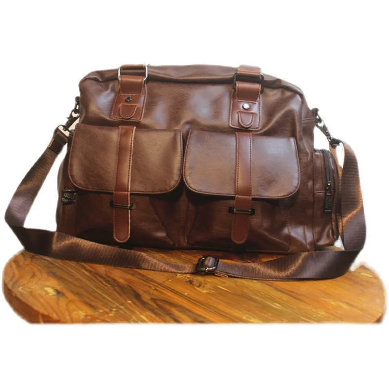 Мека мъжка чанта lether Голям Капацитет За бизнес Пътувания, Модни и Ежедневни Мъжки чанта за багаж, Чанта за пътуване, чанта за компютър 2