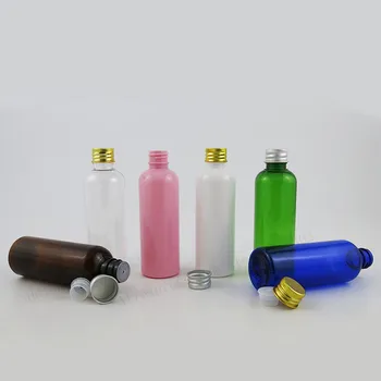 30x100 мл прозрачен син зелен бял амбър розова пластмасова бутилка за домашни любимци, с алуминиев капак с вградени 100cc бутилка за сметана, 100 мл