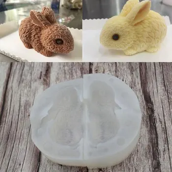 3D Бъни Великден Бъни силиконови форми за торта с фондан, шоколад форма за печене форма за украса на кексчета, инструменти за печене на домашни любимци, кухня