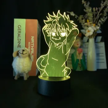 3D лека нощ Killua Zoldyck Аниме HUNTER X HUNTER за Декор Спални Сладък Подарък За Рожден Ден Led Лампа Манга Детски Подарък За Любов